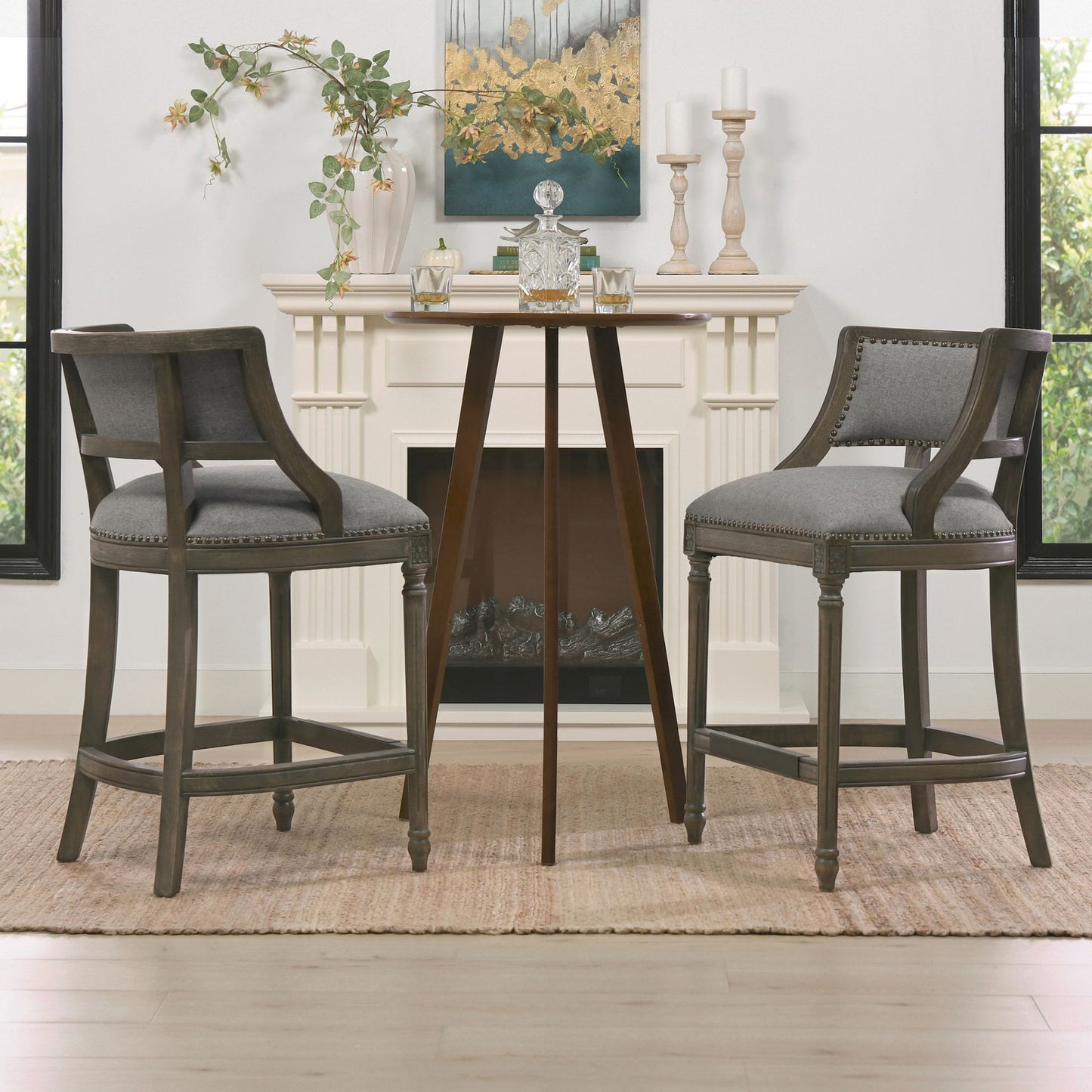 Paris - Farmhouse Counter Height Bar Stool With Backrest