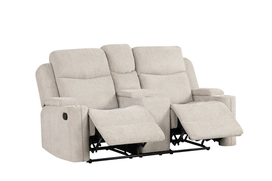 Galya - Motion Loveseat With Console - Light Gray