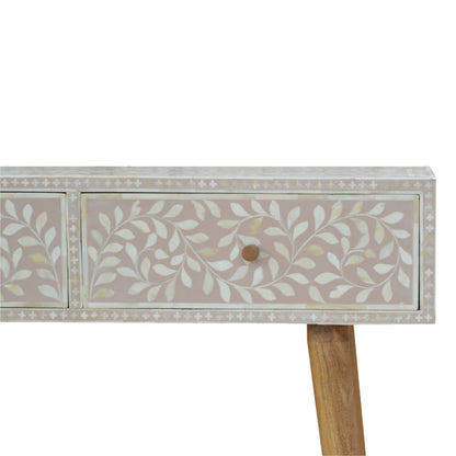 Floral Bone Console - Beige / White