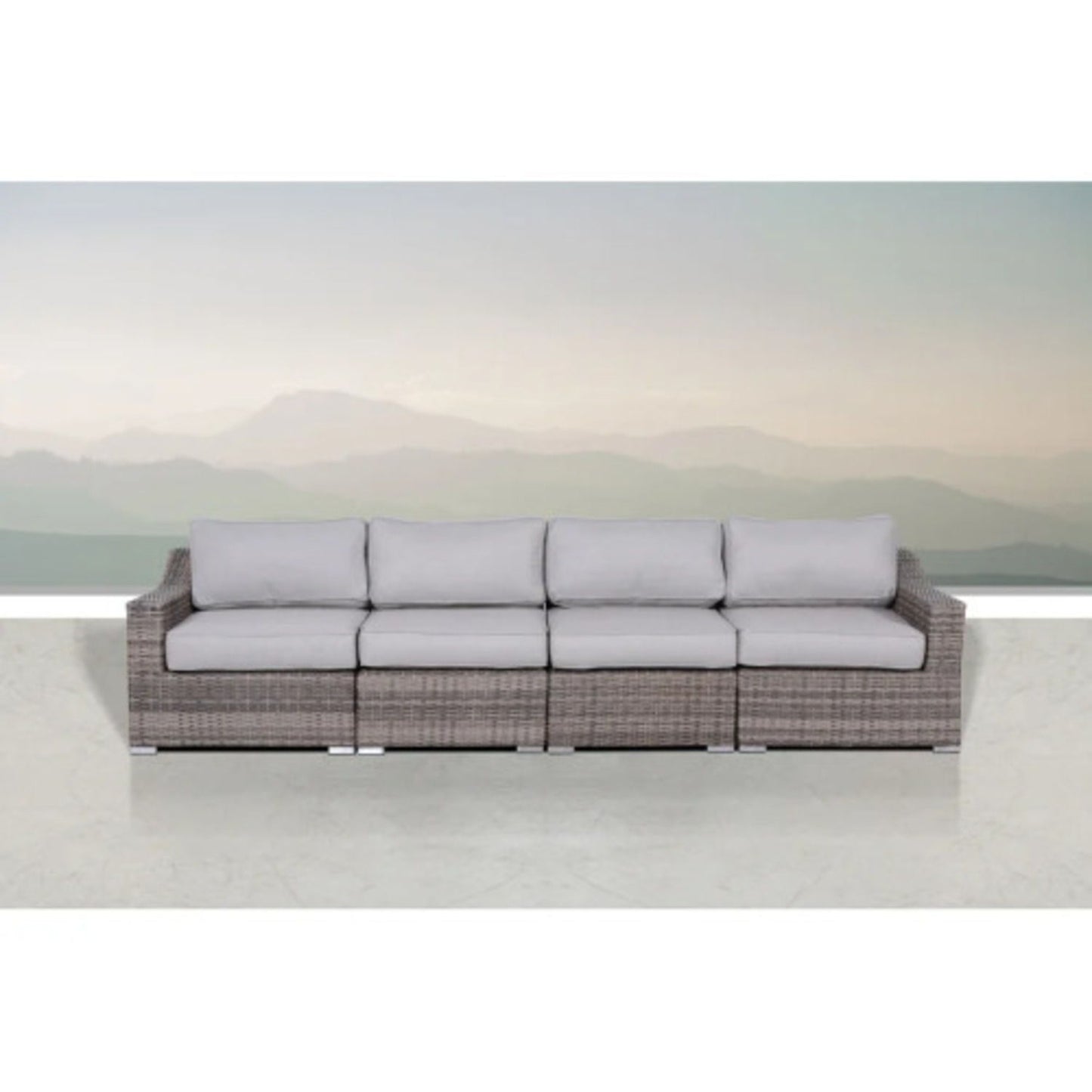Contemporary Outdoor Rattan Wicker Sectional Seating Group With Cushions