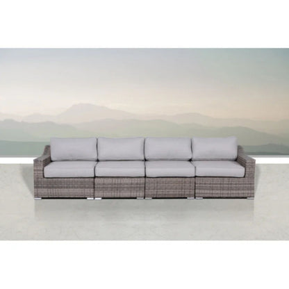 Contemporary Outdoor Rattan Wicker Sectional Seating Group With Cushions