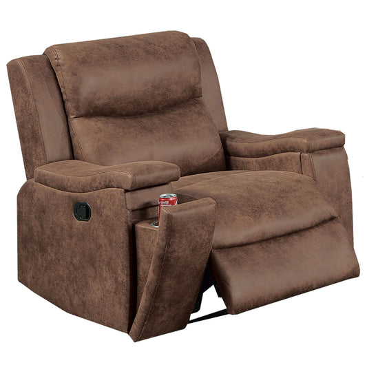 1 Piece Manual Recliner With Padded Seat And Backrest, Square Arms For Living Room - Walnut