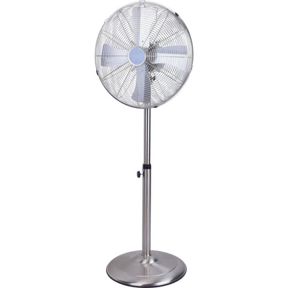 Stand Fan, 4 Blades, Rotary Knob Switch, Oscillation Function, Tilting Angle - Chrome