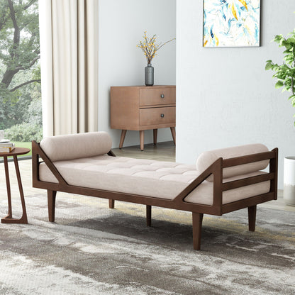 Chic Contemporary Chaise Lounge With Button Tufting And Bentwood Structure