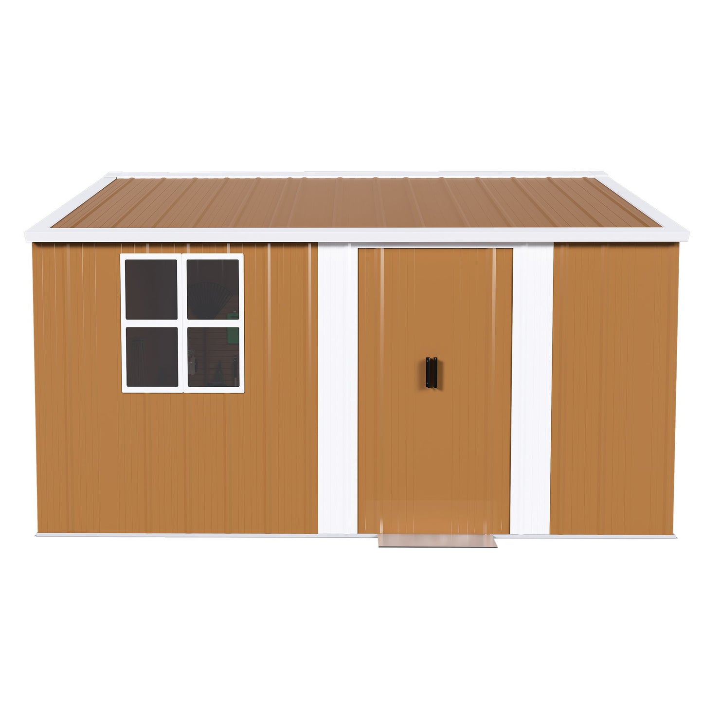 Heavy Duty Metal Storage Shed With Windows And Lockable Door, Weatherproof Outdoor Garden Shed