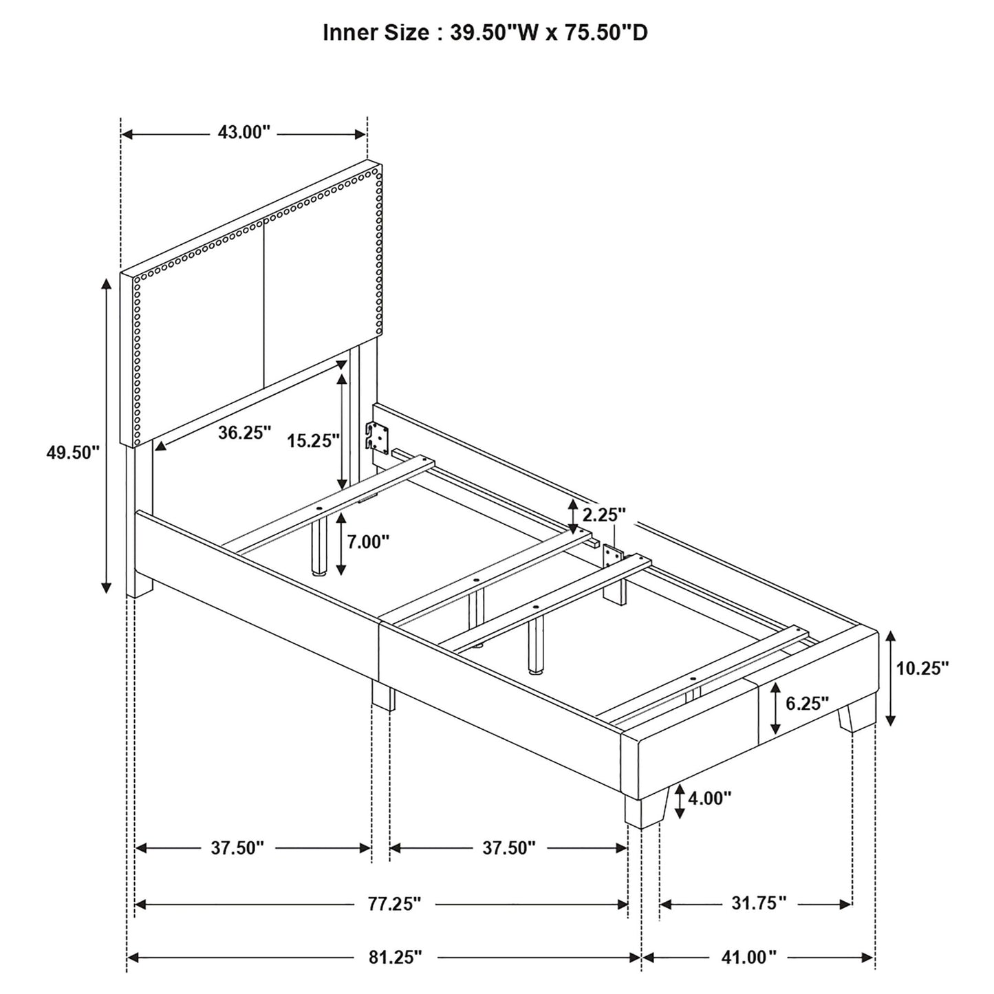 Ivory - Bed With Nailhead Trim