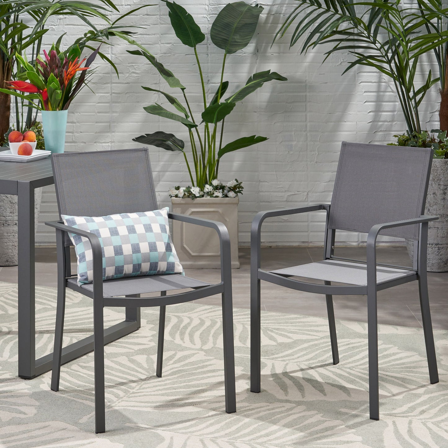 Waterfal - Outdoor Aluminum Dining Chair With Mesh Seat (Set of 2)