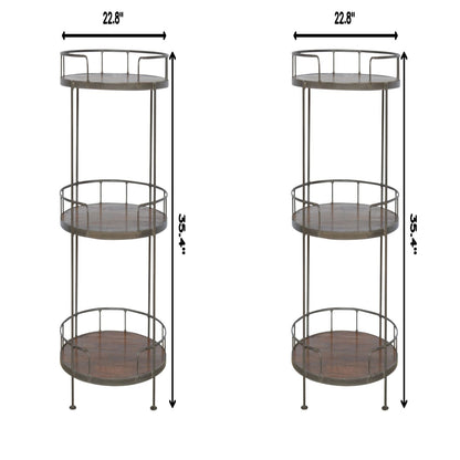 Industrial Round Butler Tray Table - Chestnut