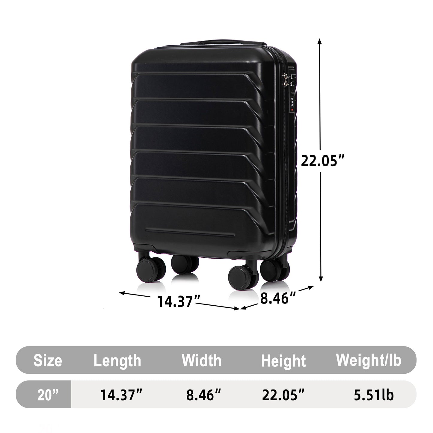Hard Shell Travel Luggage With Scratch Resistant Surface