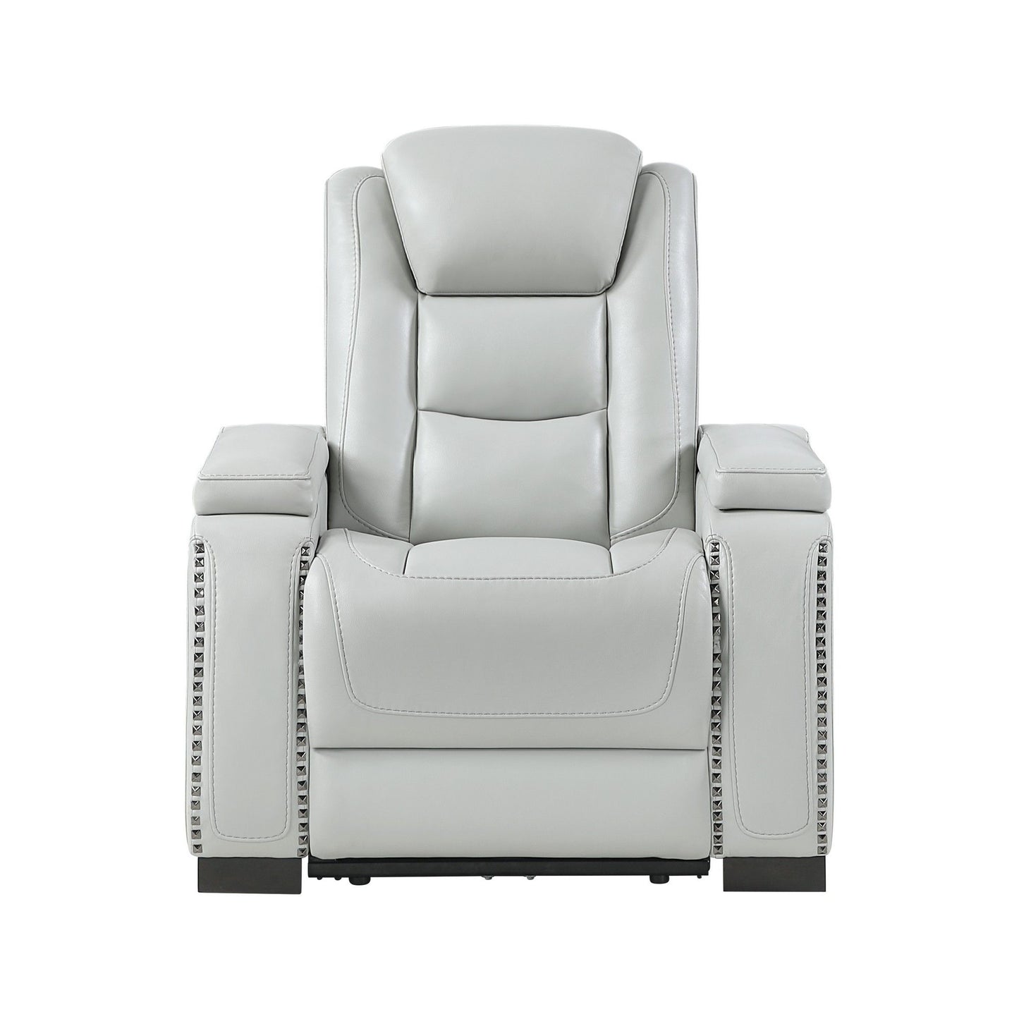 Power Recliner With Power Headrest And LED Bookshelf Arms, USB Charging - Gray