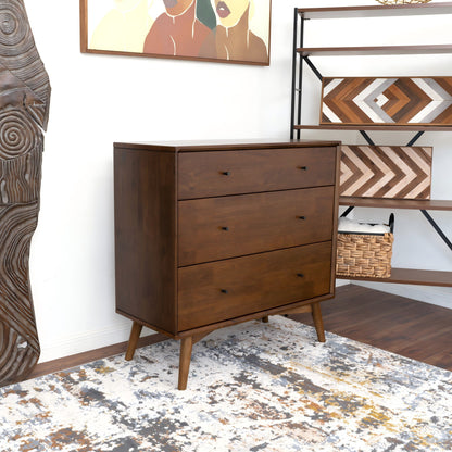 Caroline - Mid-Century Modern Dresser 3 Drawer - Brown / Wood