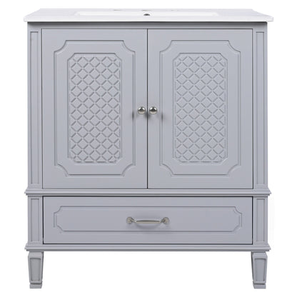 Vintage Style Bathroom Vanity With Sink, Multi Functional Storage, Soft-Closing Door