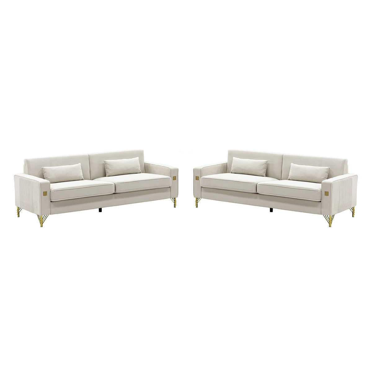 2 Pieces Sofa Sofa Set With Removable Cushions For Home Apartment