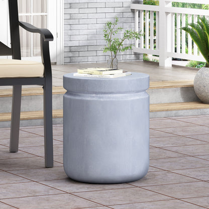 Outdoor Concrete End Table - Light Blue