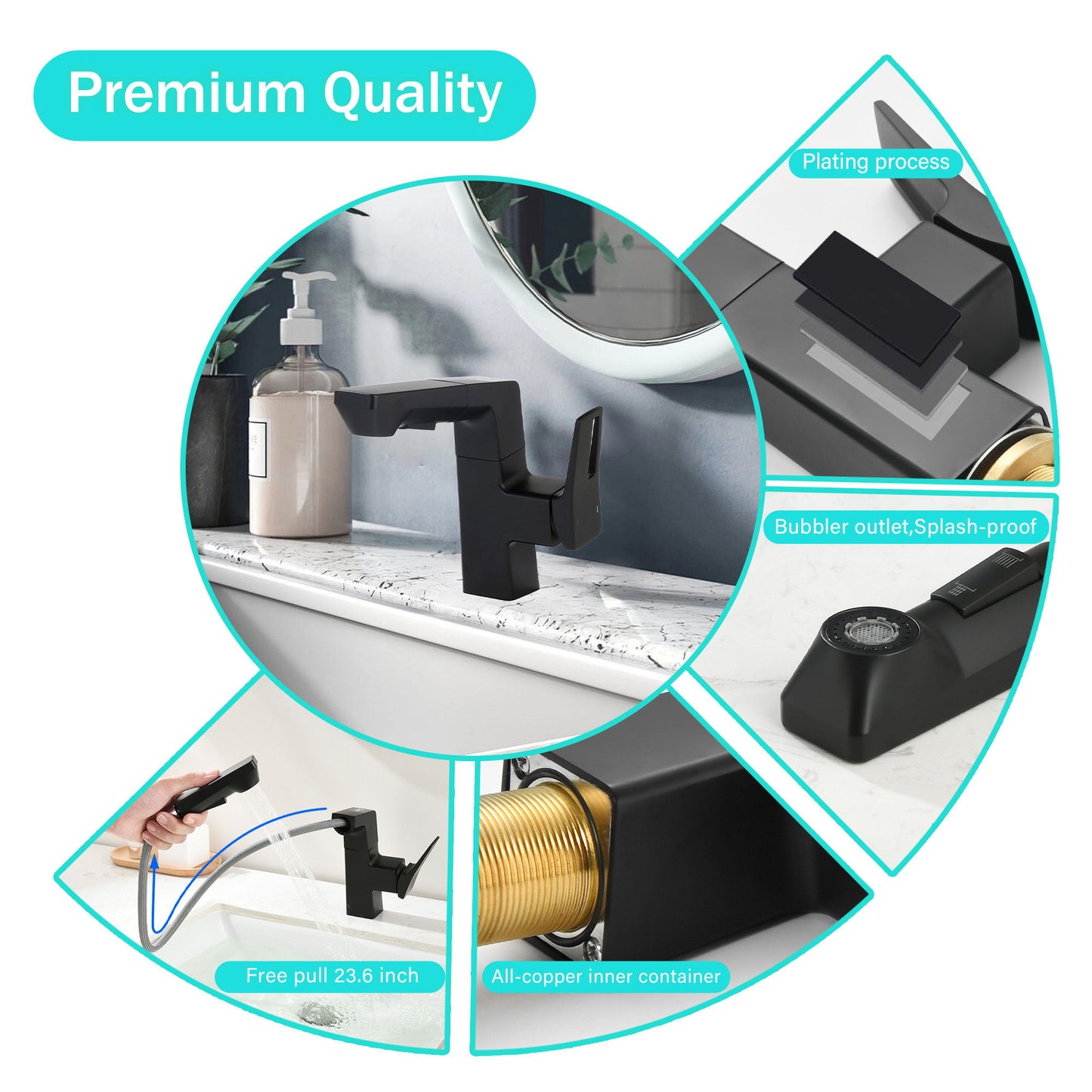 Modern Smart LED Bathroom Faucet With Temperature Digital Display And Pull Down Sprayer