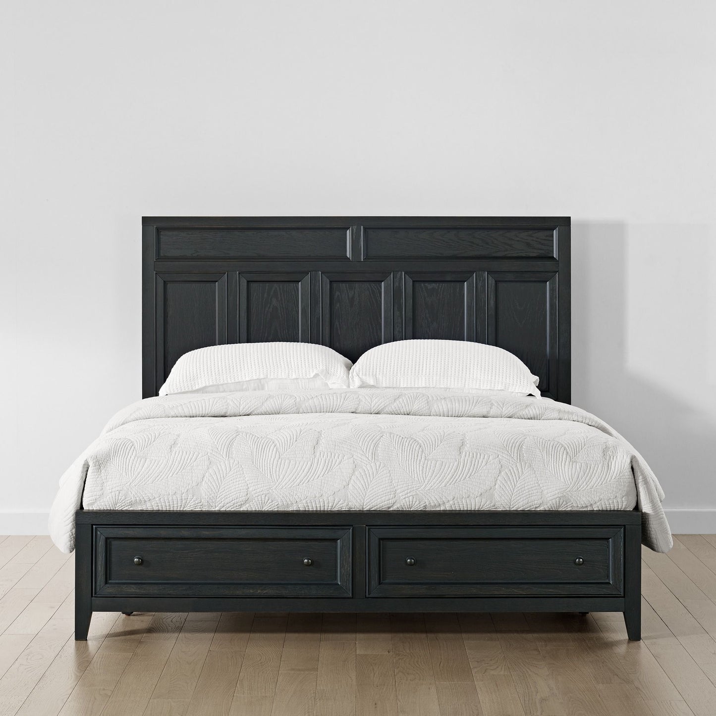 Storage Bed With Panel Headboard And Spacious Footboard Drawers