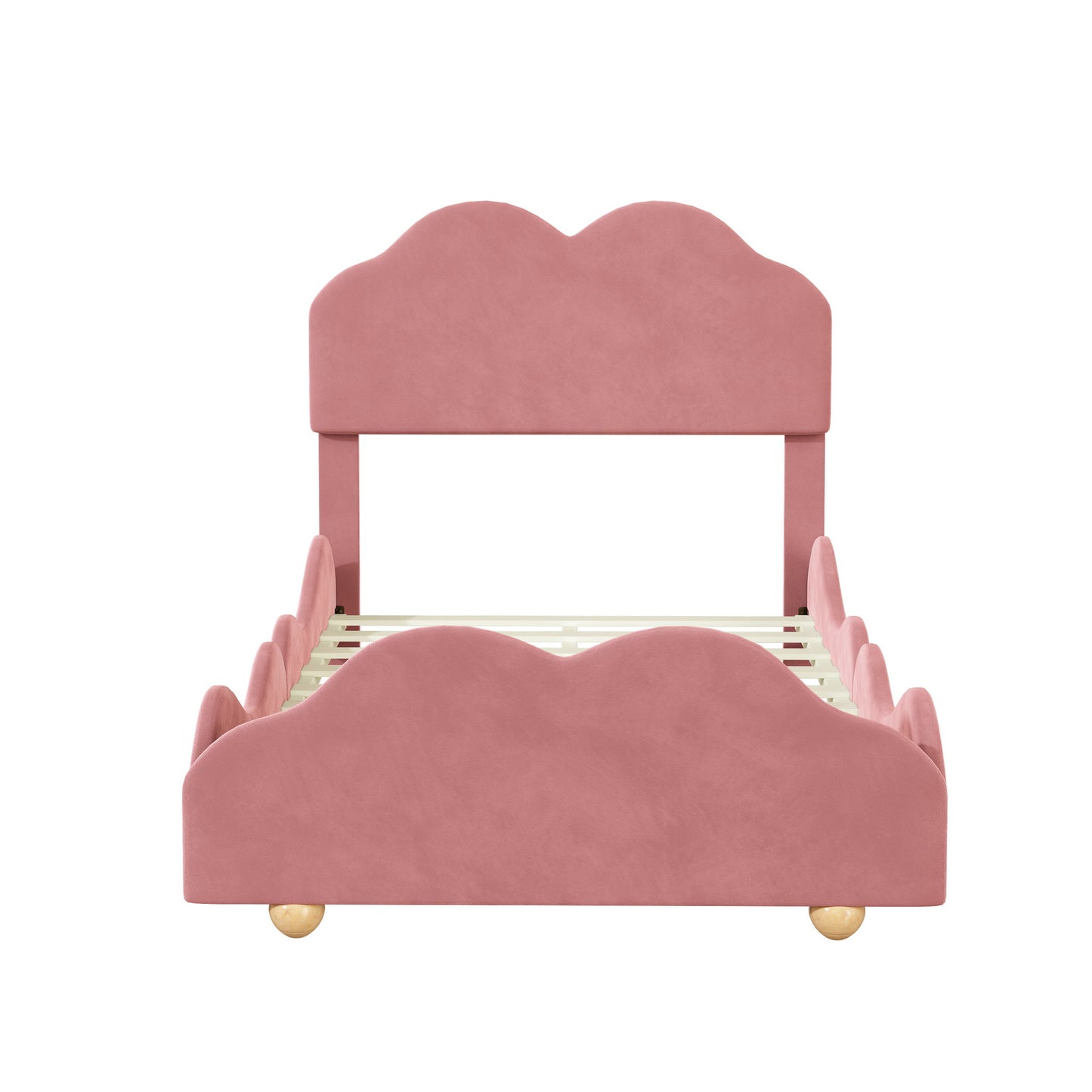 Upholstered Platform Bed With Cloud Shaped Board