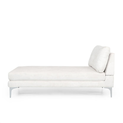 Fabric Upholstered Chaise Lounge With Iron Bracket Legs