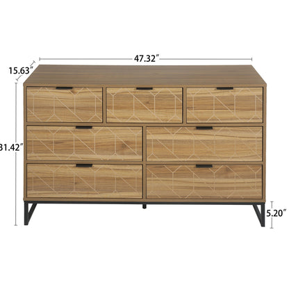 Modern 7 Drawer Dresser Cabinet - Walnut
