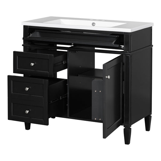 Bathroom Vanity With Top Sink, Storage Cabinet With 2 Drawers And Tip Out Drawer