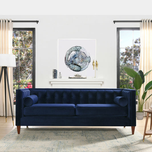 Jack - Modern Tuxedo Tufted Sofa - Navy Blue
