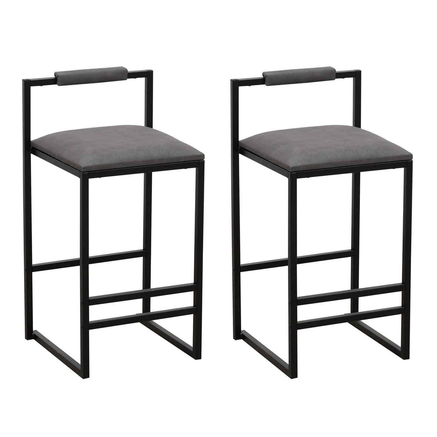 Elegant Bar Stool Set With Backrest And Footrest, Counter Height (Set of 2)