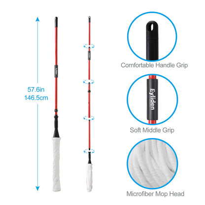 Ultra Fine Fiber Twist Mop With 57.5 Inch Long Handle For Dry And Wet Floor Cleaning - Red