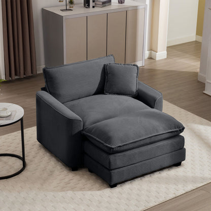 Classic Modern Comfortable Single Chair Deep Seat Sofa With Footstool