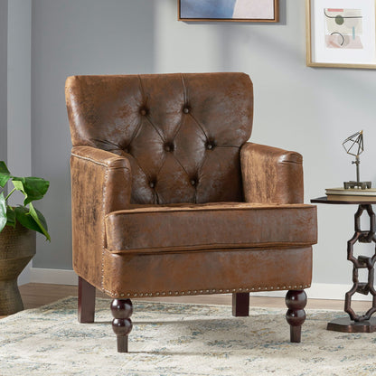 Vitality - Club Chair With Button Tufted Diamond Stitching And Turned Legs