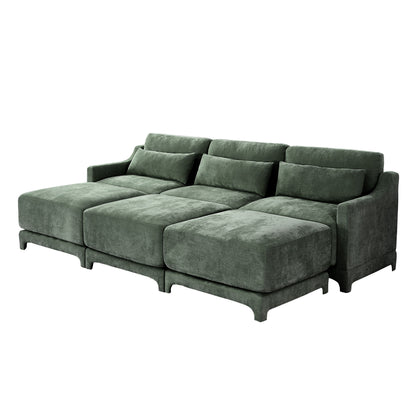 Stylish Sofa With Ottoman And Lumbar Pillows, Ergonomic Design