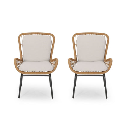 Outdoor Wicker Club Chair With Cushions (Set of 2)