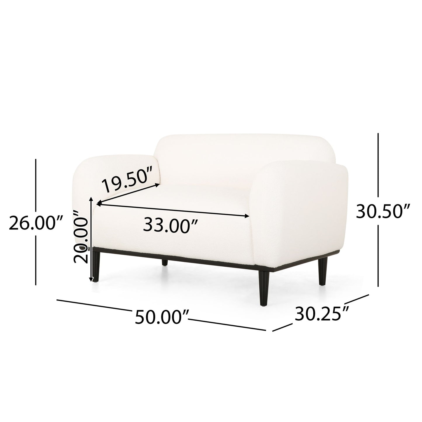 Sway - Upholstered Loveseat With Wood Legs And Round Arms