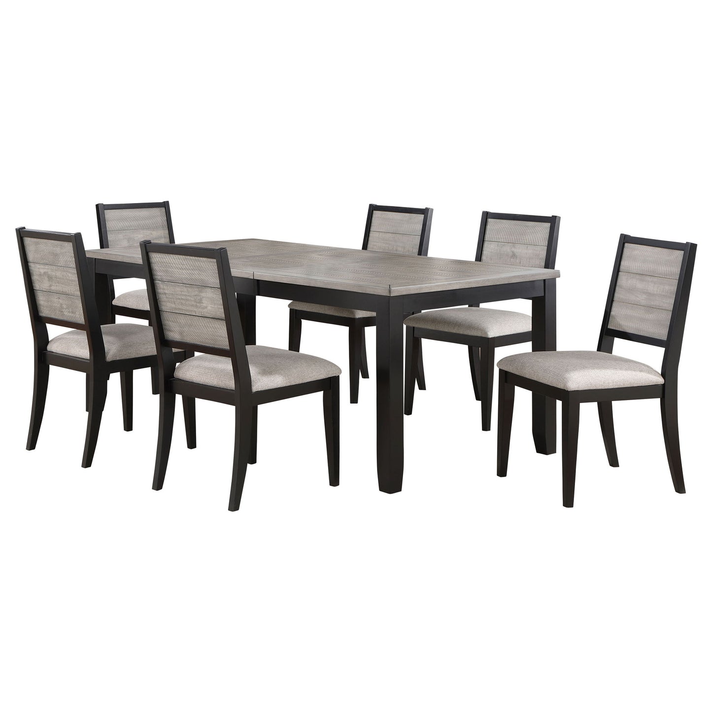 Centera - 7 Piece Dining Table Set With Rectangular Table, Extension Leaf - Black