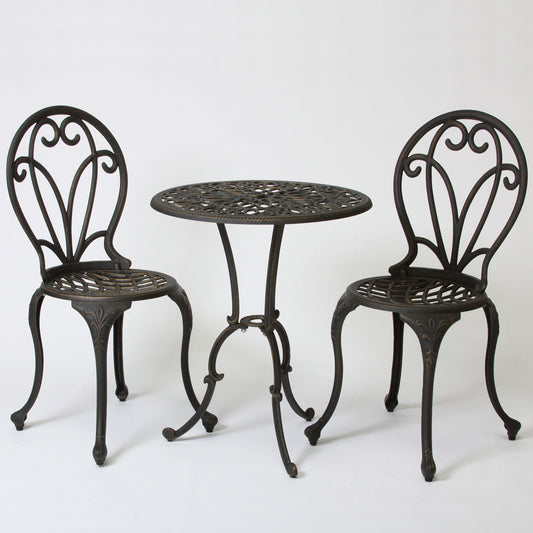 Thomas - 3 Pieces Cast Bistro Set - Black / Gold
