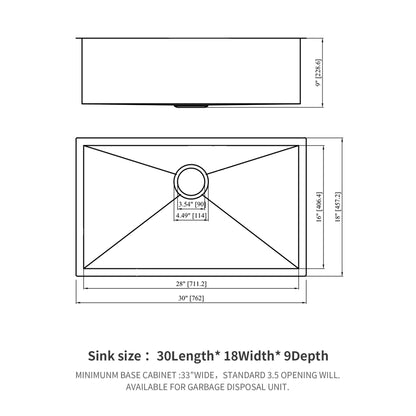 Modern Undermount Stainless Steel Kitchen Sink 16 Gauge, Deep Single Bowl
