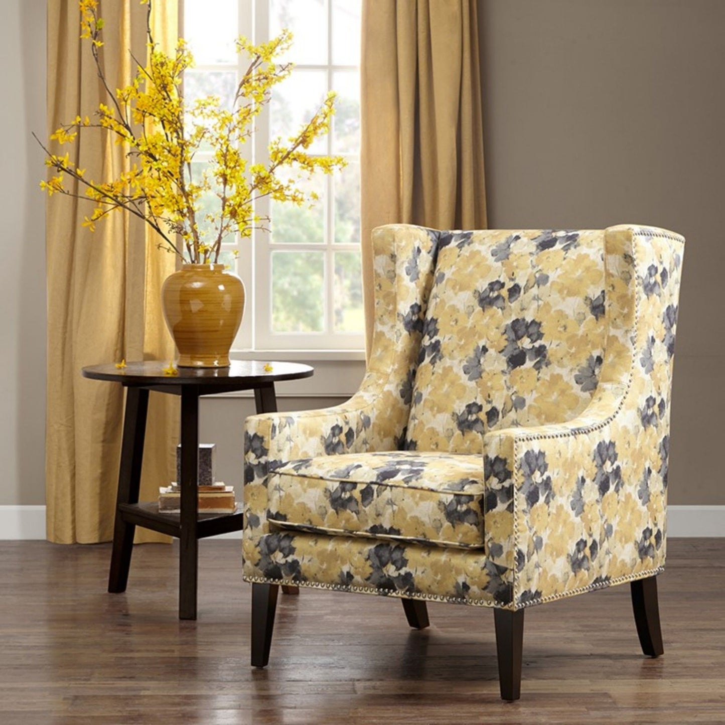 Barton - Wing Chair With Nail Head Accents