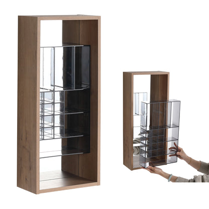 12" Wall Mounted Mirror Cabinet With Storage - Imitative Oak