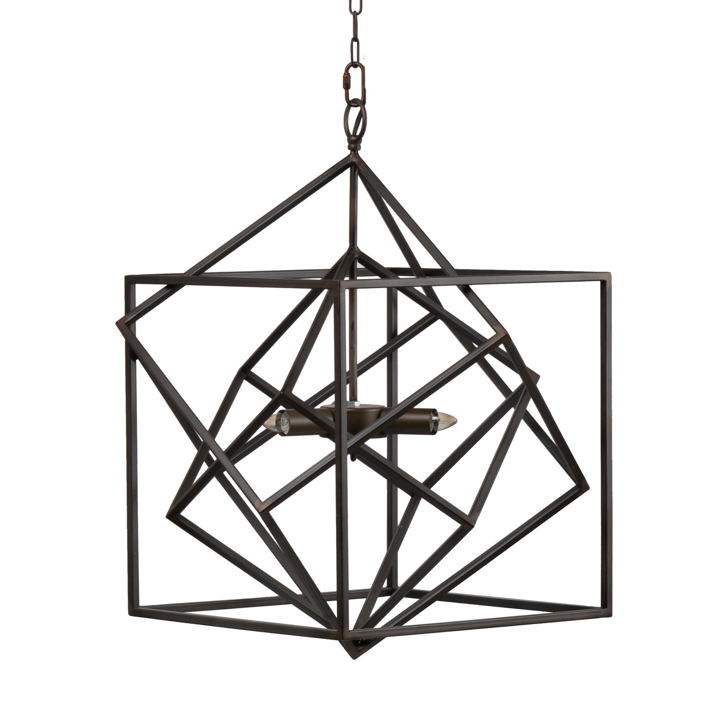 3 Light Metal Chandelier, Hanging Light Fixture With Adjustable Chain For Kitchen, Bulb Not Included - Black
