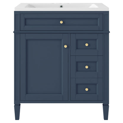 Bathroom Vanity With Top Sink, 2 Drawers And Tip Out Drawer, Rectangular Design