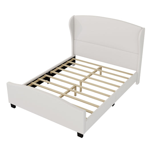 High Headboard Wingback Linen Upholstered Bed