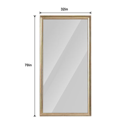 Elegant Full Body Floor Mirror With Artificial Wood Frame, Durable Design - Copper