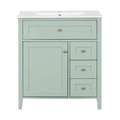 Bathroom Vanity With Sink, 3 Drawers And Adjustable Shelf