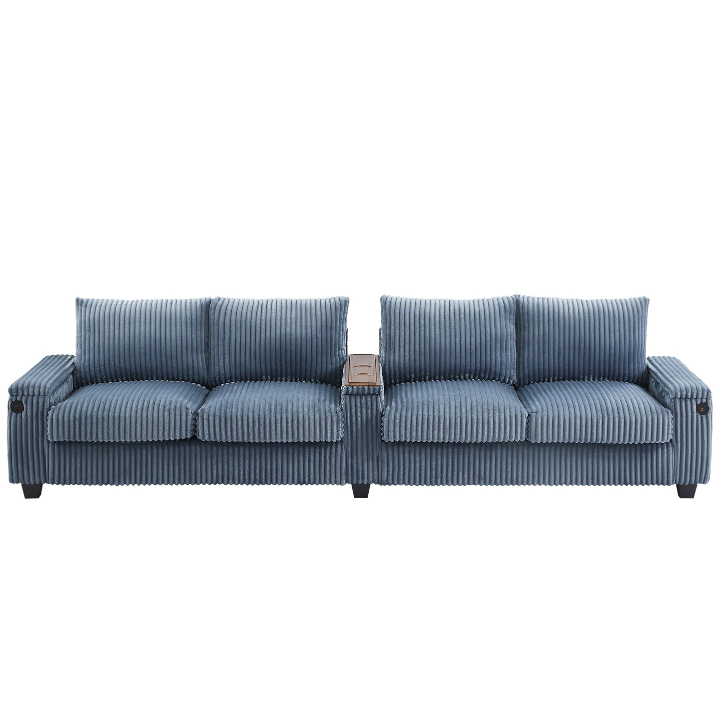 Modern 4 Seater Corduroy Sofa Couch With USB Ports And Hidden Storage