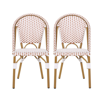 Outdoor Rattan And Aluminum French Bistro Chairs Set