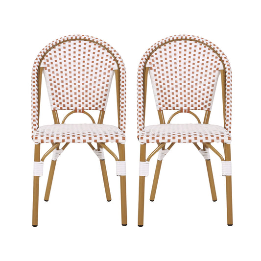 Outdoor Rattan And Aluminum French Bistro Chairs Set