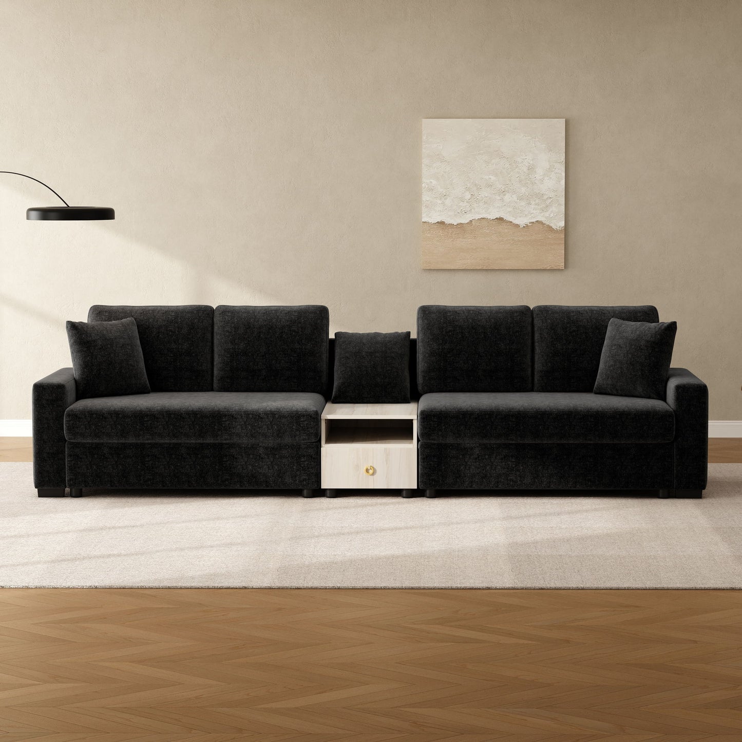 Modular Sofa Couch With Storage Armrest And Center Console