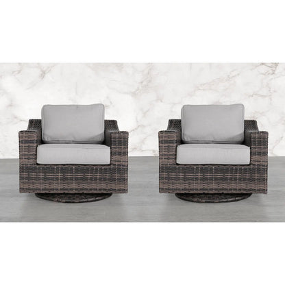 Contemporary Outdoor Swivel Patio Chair With Cushions (Set of 2) - Brown