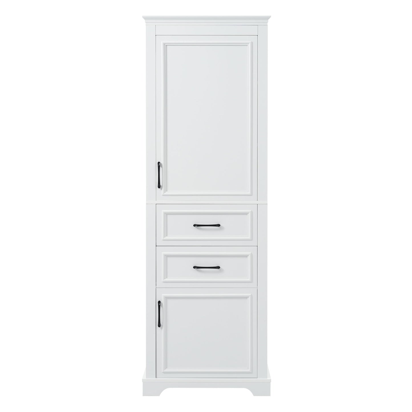 Freestanding Bathroom Vanity Tall With Damping Hinge Doors, Adjustable Shelves - White