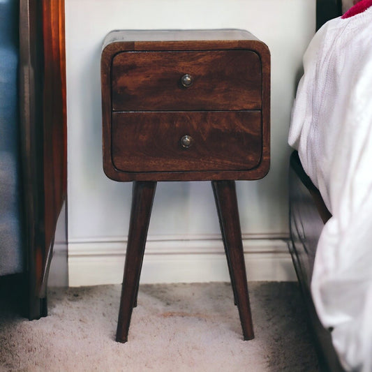 Mini Curved Nightstand - Walnut