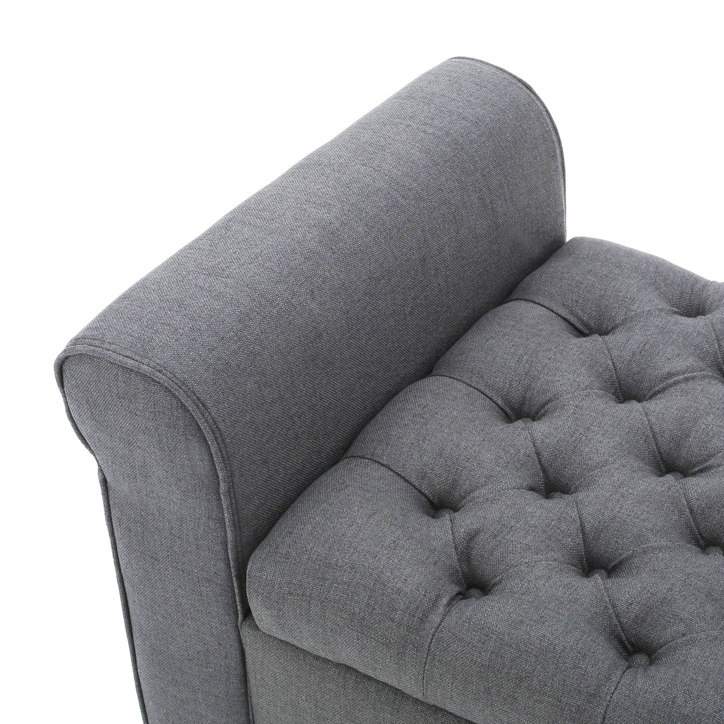 Hayes - Contemporary Armed Storage Bench With Rolled Arms And Button Tufting